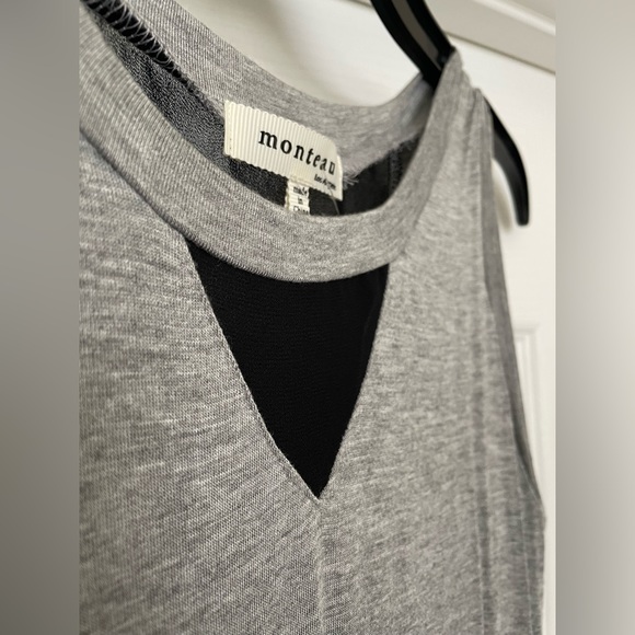 Monteau LA midi grey dress with black mesh inserts size Small NWT 🎉Host Pick x2🎉 - Picture 4 of 9